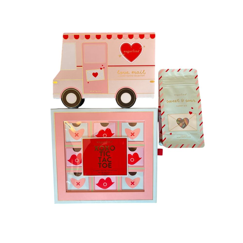 SUGARFINA XOXO BOX,LOVE MAIL TRUCK AND SWEET & SOUR CANDY MIX
